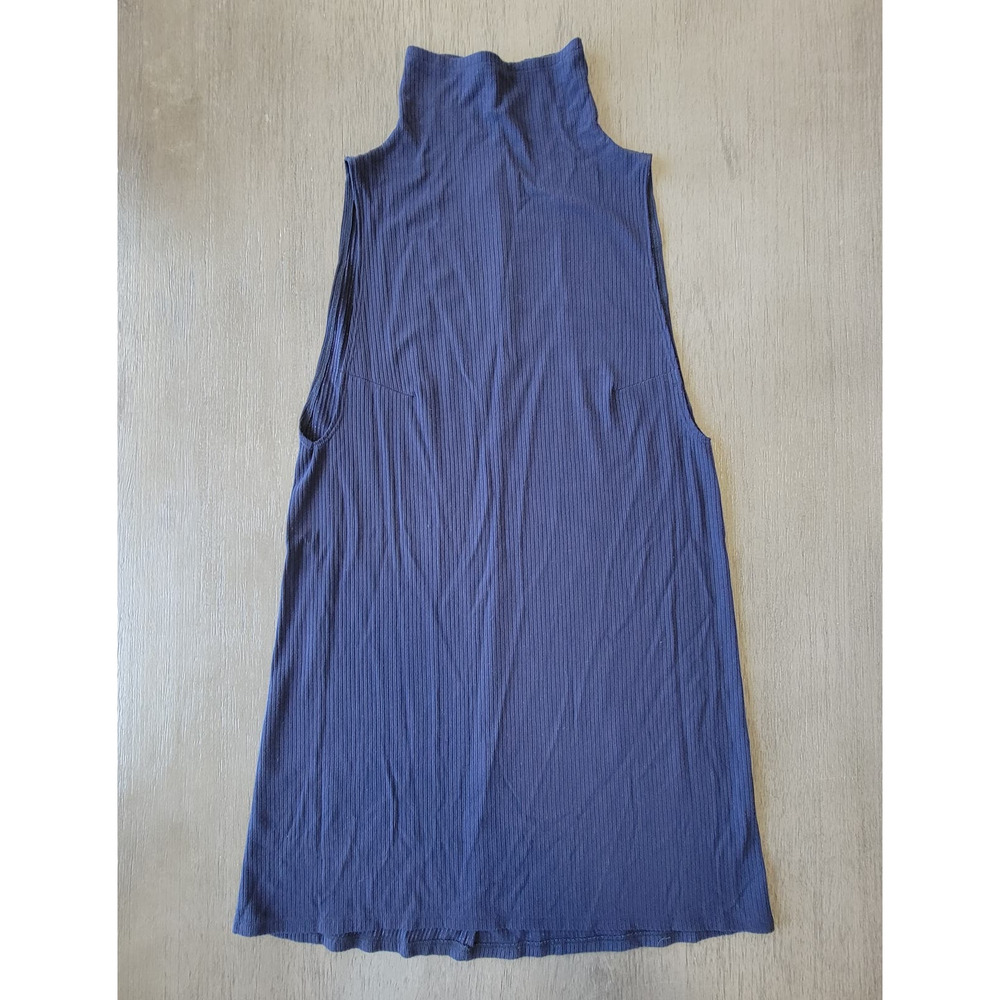 Reformation Navy Ribbed Sleeveless Mock Neck‎ Dress Size Small